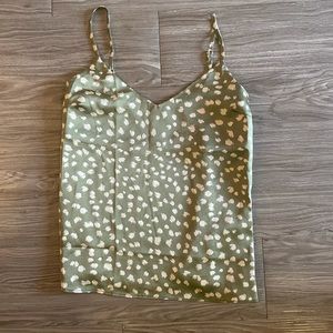 Flowy Olive Green & Nude Top Size S